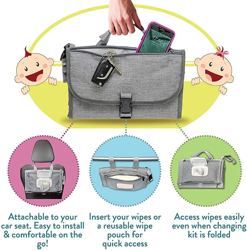 Baby Changing Mat On the Go - Changing Mat - Portable Changing Mat - Foldable - Diaper Bag - Diaper Pouch - Baby - Perfect Baby Shower Gift - Spacious & Water Resistant - Comfortable