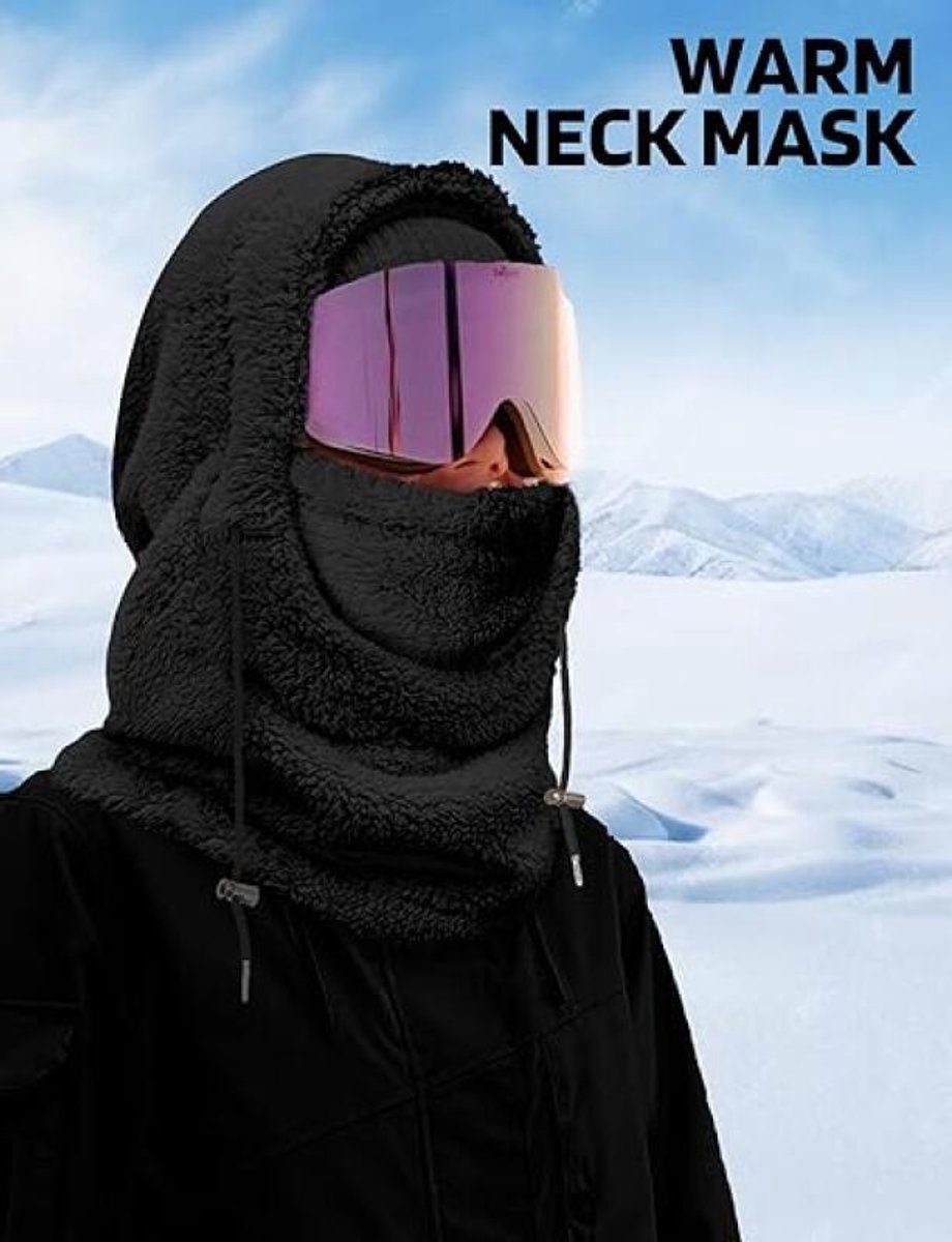 Women’s Winter Balaclava Hood Scarf – 3-in-1 Windproof Face Cover – Black