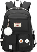 Black 30L School Backpack for Girls with Laptop Compartment