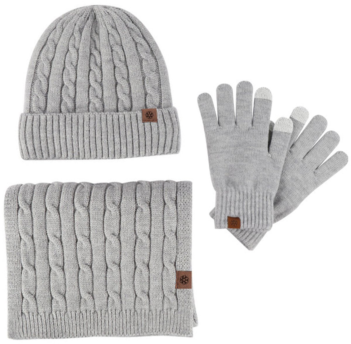 Men’s Knit Hat, Scarf & Gloves Set (3-Piece Winter Set)