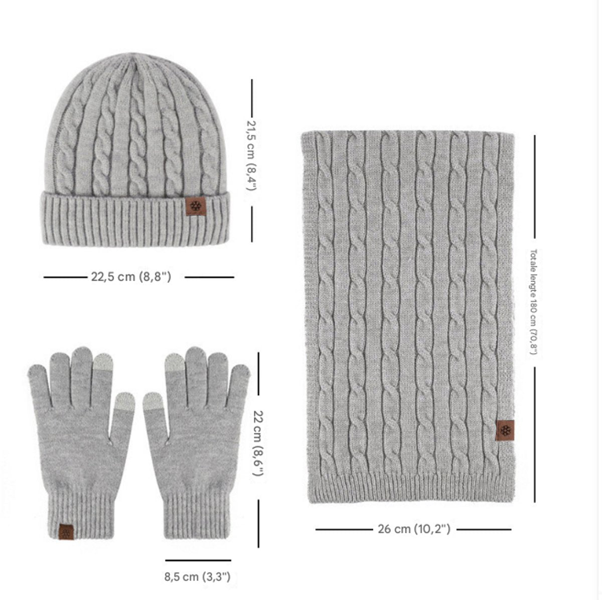Men’s Knit Hat, Scarf & Gloves Set (3-Piece Winter Set)
