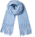 Light Blue Blanket Scarf – Warm, Thick Knit Winter Scarf for Women