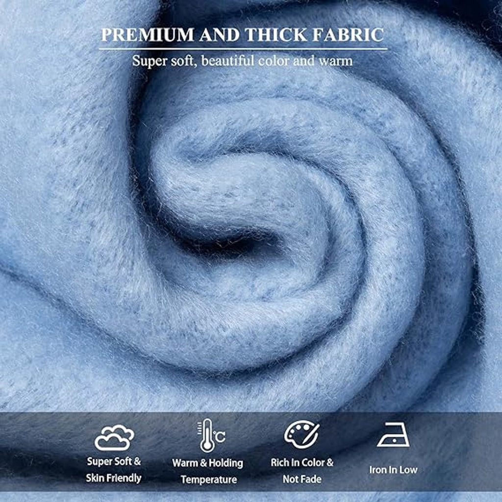 Light Blue Blanket Scarf – Warm, Thick Knit Winter Scarf for Women