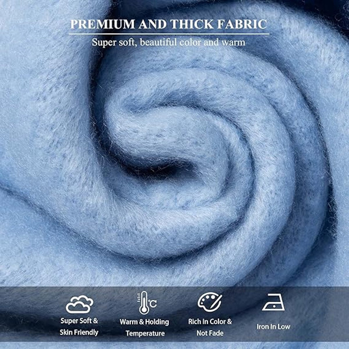 Light Blue Blanket Scarf – Warm, Thick Knit Winter Scarf for Women