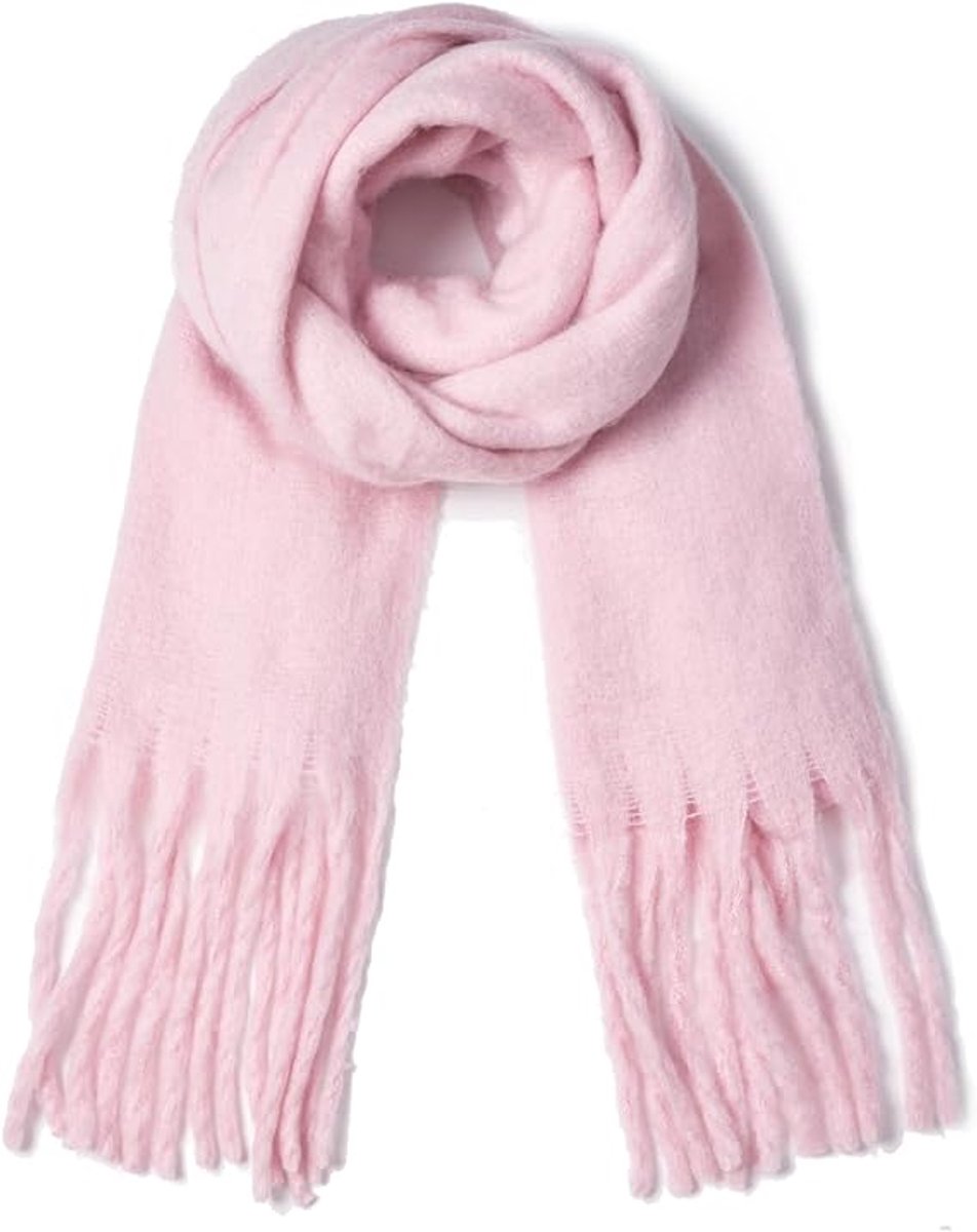 Pink Blanket Scarf – Warm, Thick Knit Winter Scarf for Women