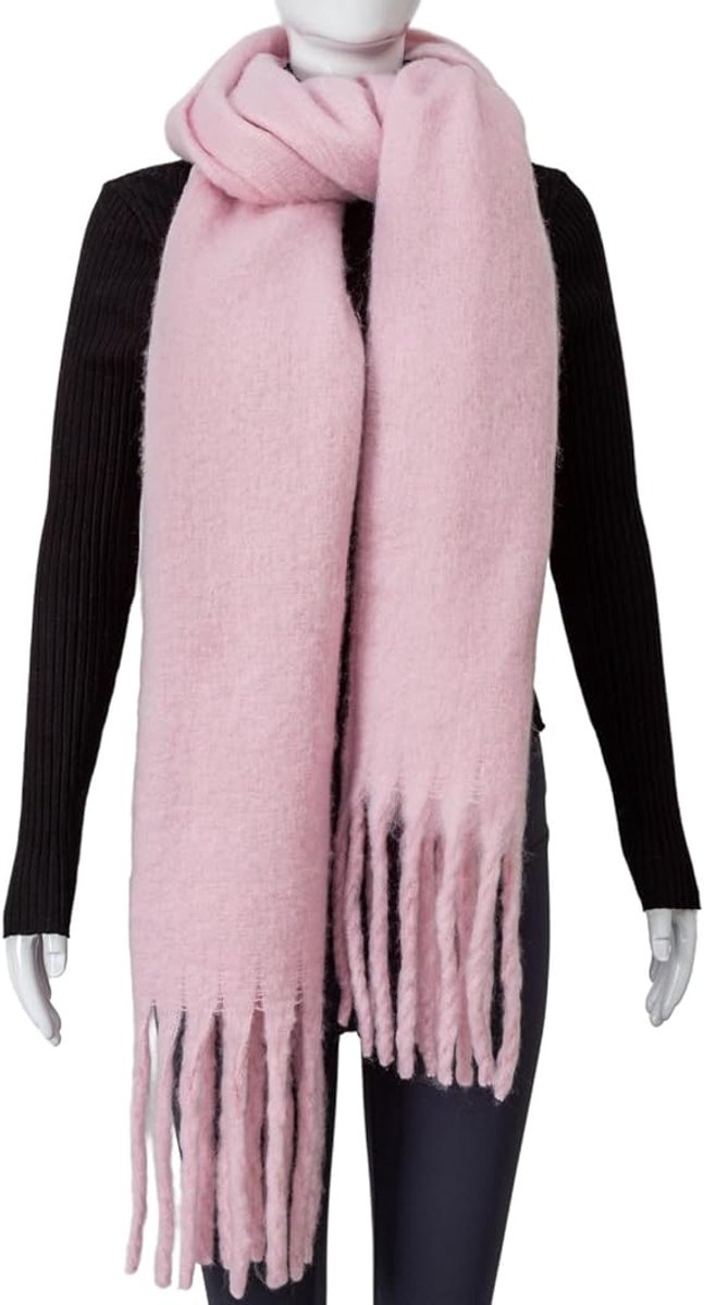 Pink Blanket Scarf – Warm, Thick Knit Winter Scarf for Women