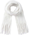 White Blanket Scarf – Warm, Thick Knit Winter Scarf for Women