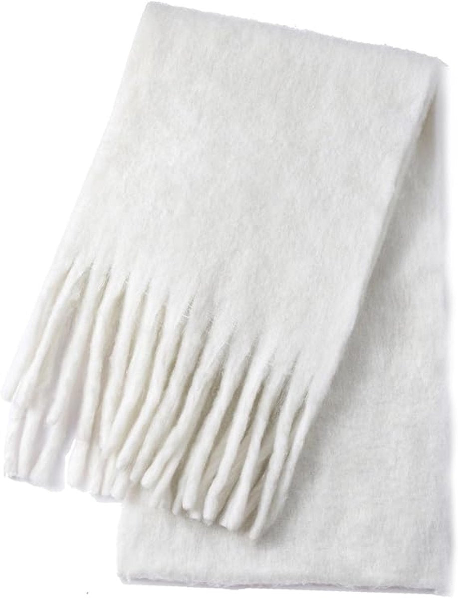 White Blanket Scarf – Warm, Thick Knit Winter Scarf for Women