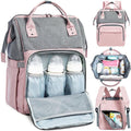 Diaper bag/backpack - Multifunctional baby diaper bag (large) - pink/gray