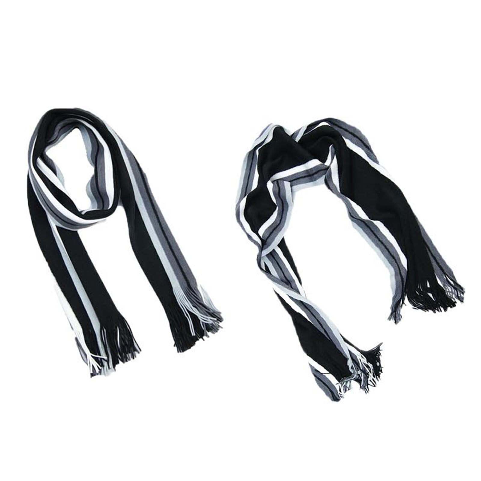 Men’s Striped Winter Scarf – Soft Knit, Tassel Edge, Beige