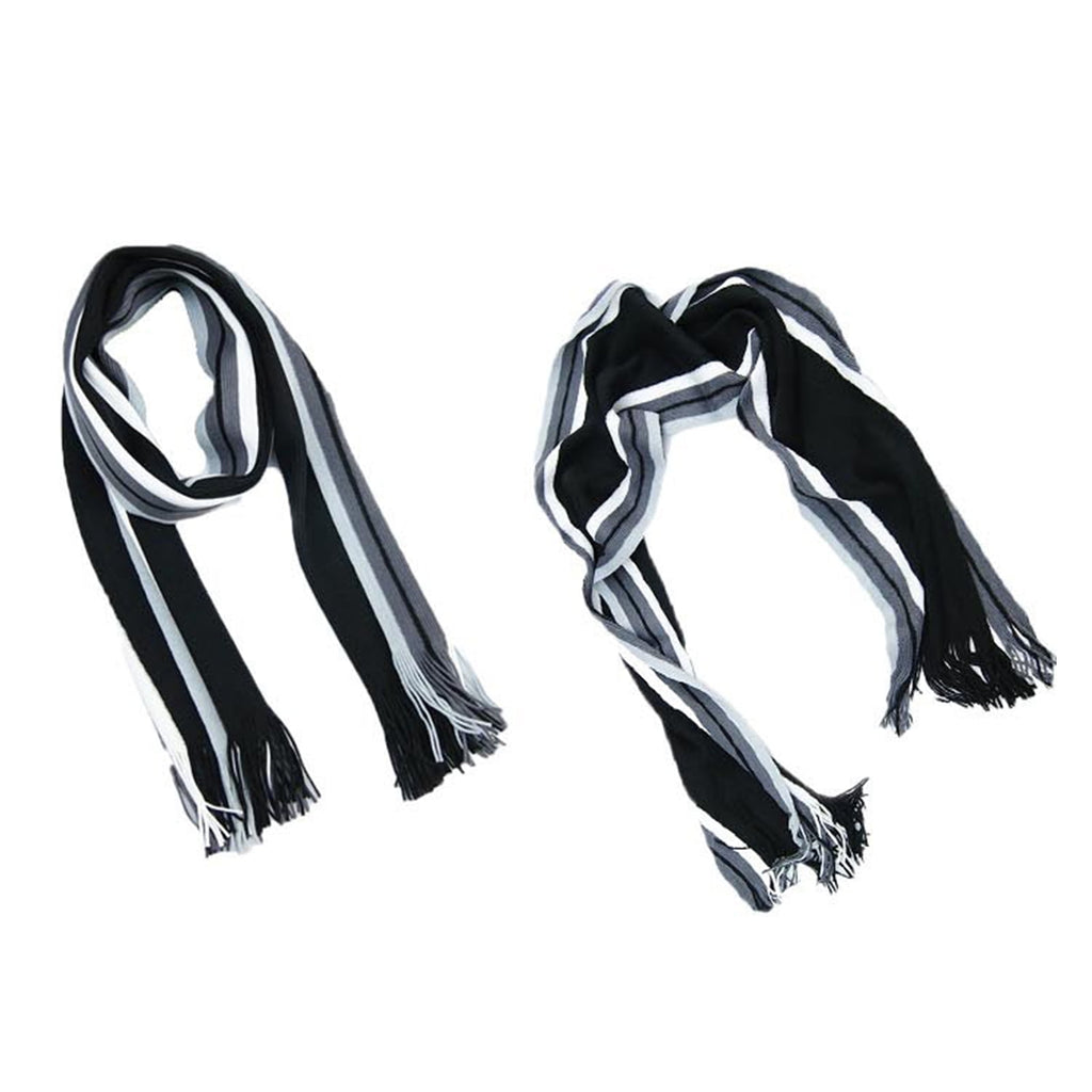 Men’s Striped Winter Scarf – Soft Knit, Tassel Edge, Purple