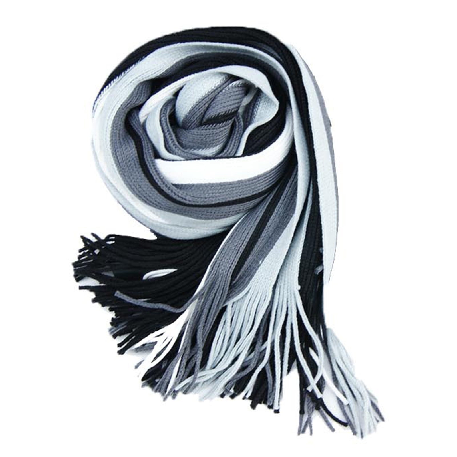 Men’s Striped Winter Scarf – Soft Knit, Tassel Edge, Purple