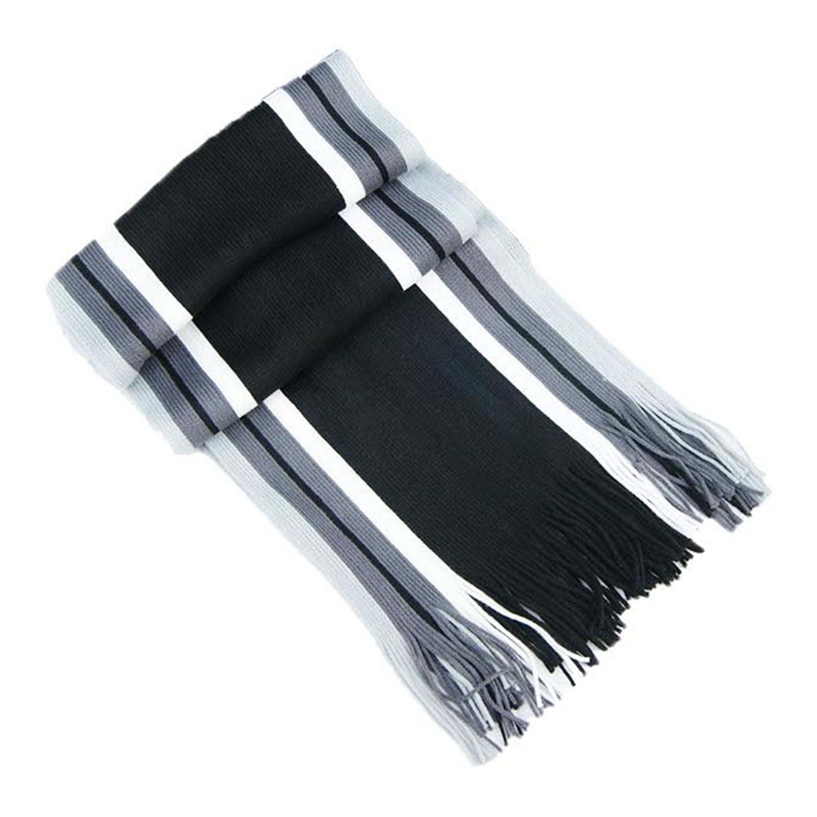 Men's Winter Scarf - Classic Striped Tassel Edge Soft Warm Scarf, Woolen Yarn Knitted Scarf White