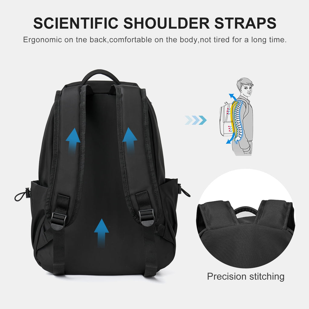 Unisex Lightweight Water-Resistant Backpack Black