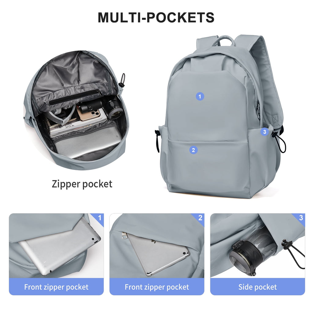 Unisex Lightweight Water-Resistant Backpack, Black Blue