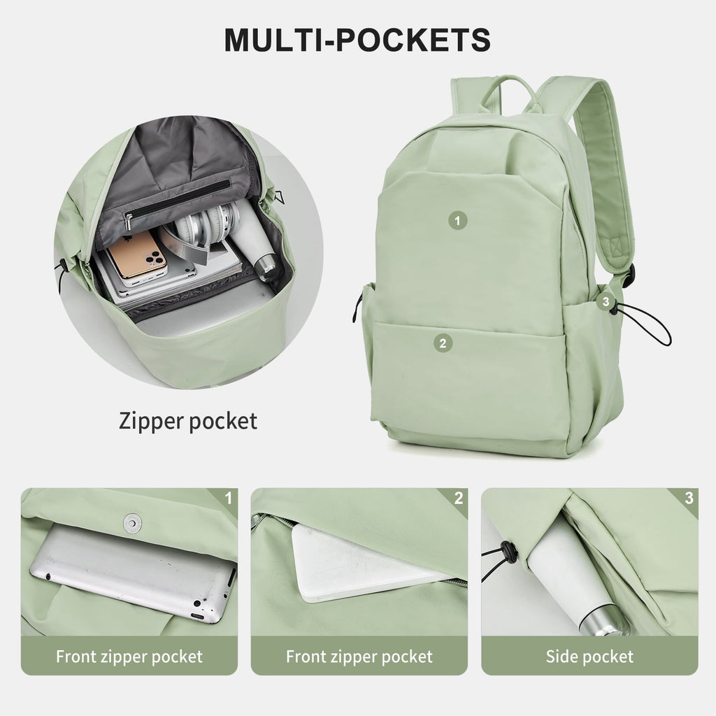 Unisex Lightweight Water-Resistant Backpack, Black Light Green