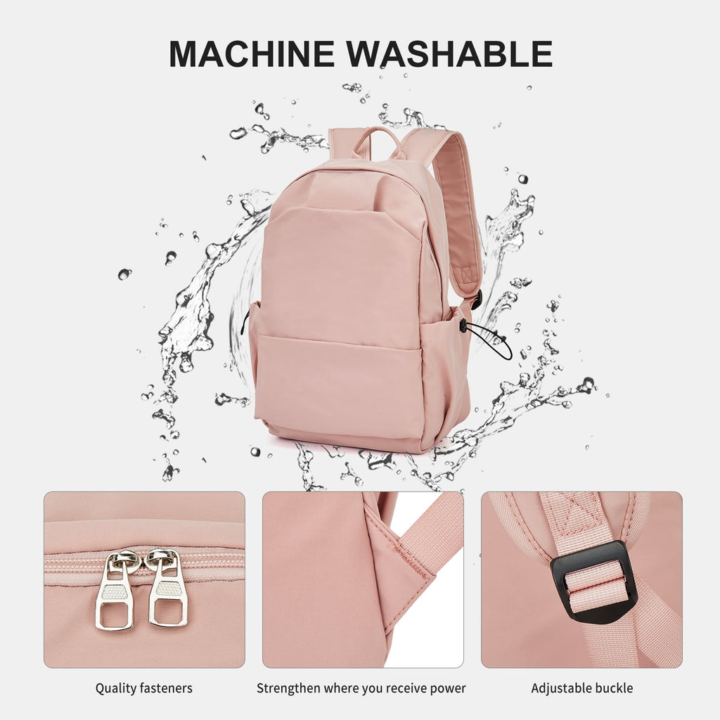 Unisex Lightweight Water-Resistant Backpack, Black Pink