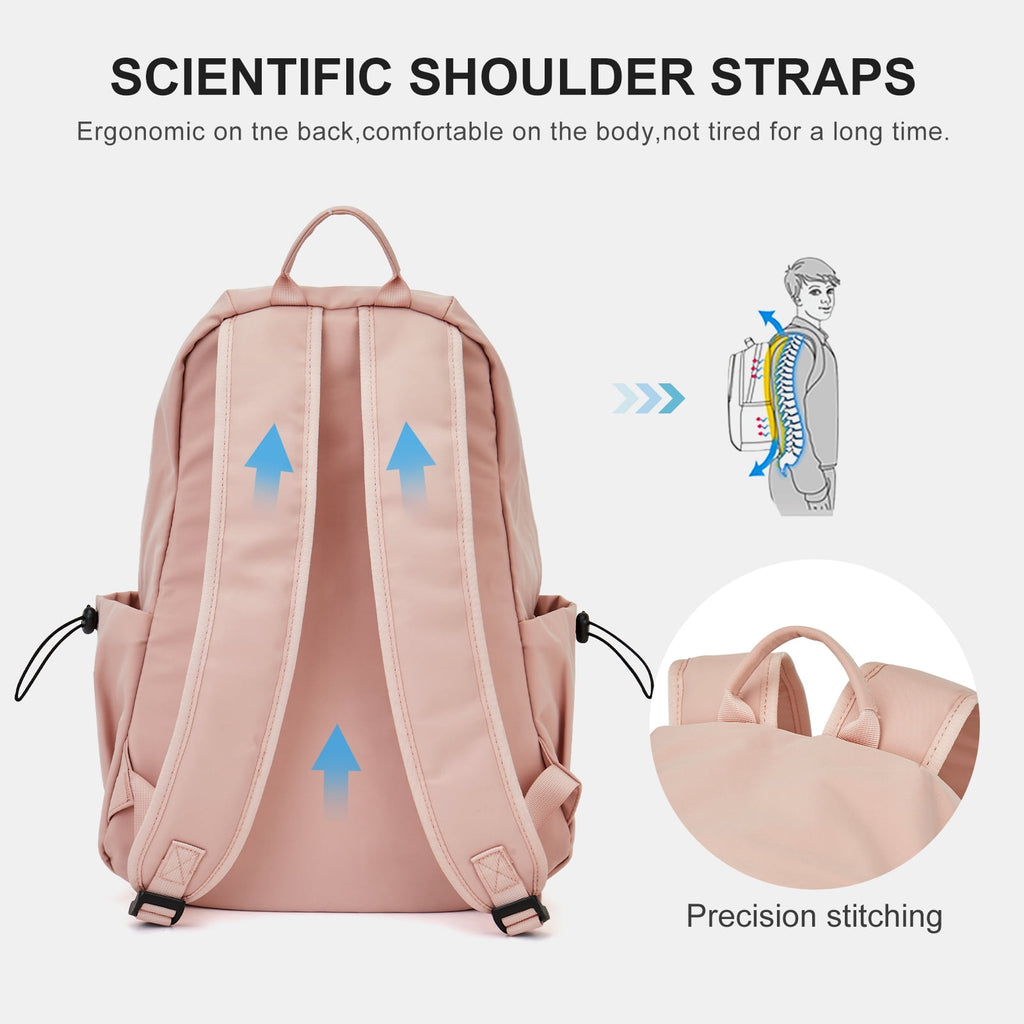 Unisex Lightweight Water-Resistant Backpack, Black Pink