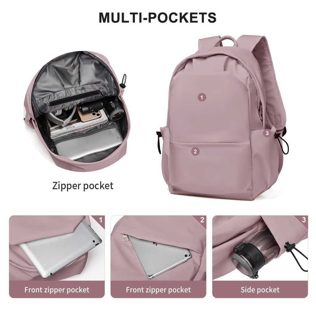 Unisex Lightweight Water-Resistant Backpack, Black Purple