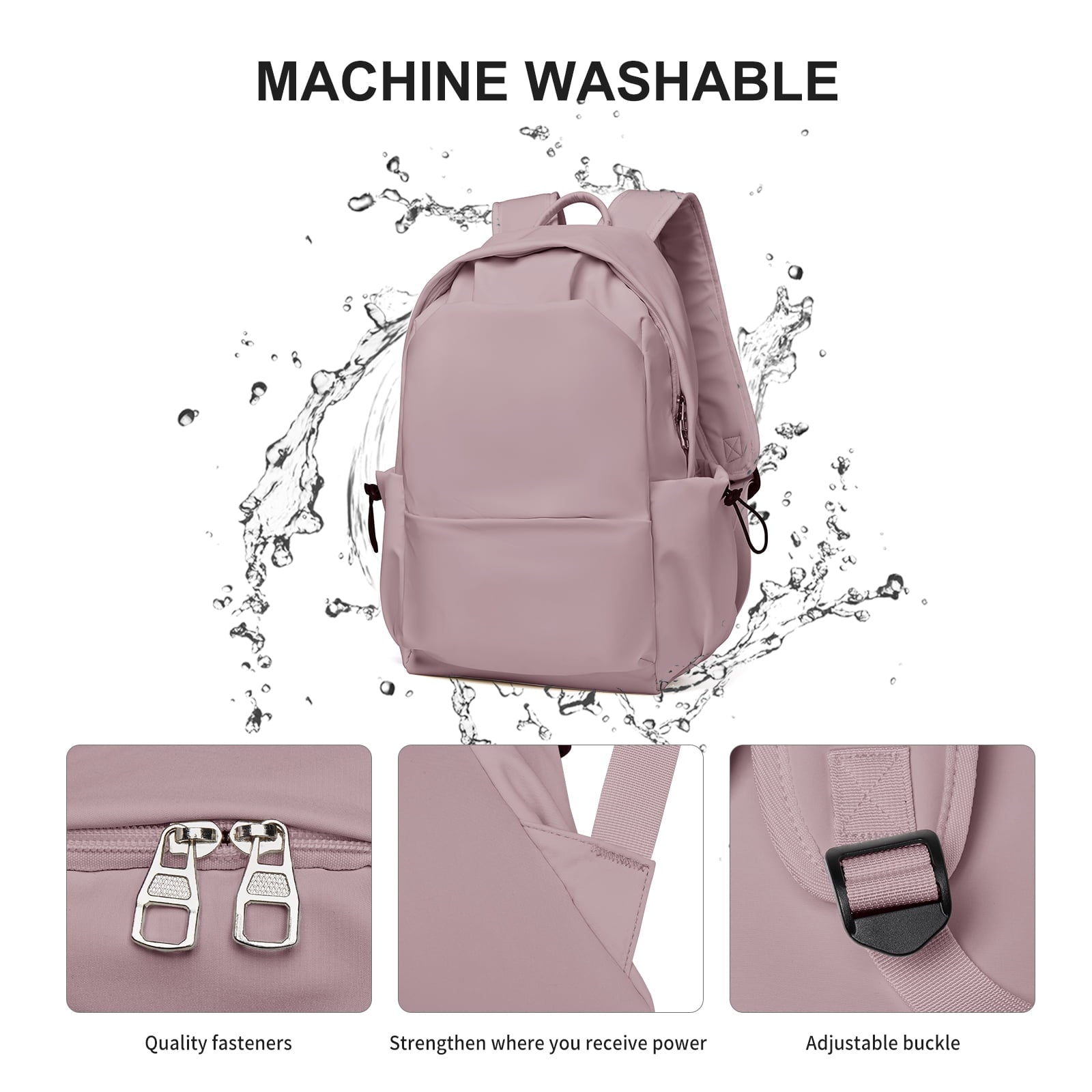 Unisex Lightweight Water-Resistant Backpack, Black Purple