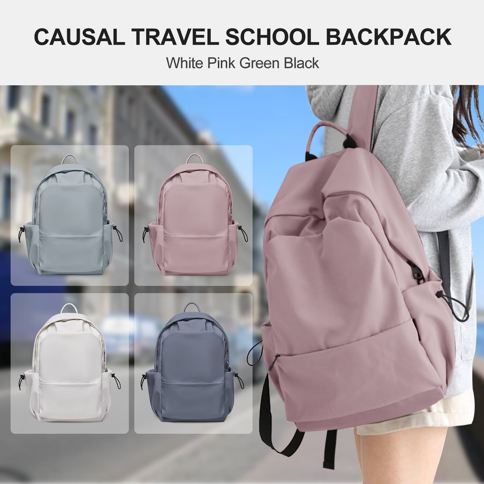 Unisex Lightweight Water-Resistant Backpack, Black Purple