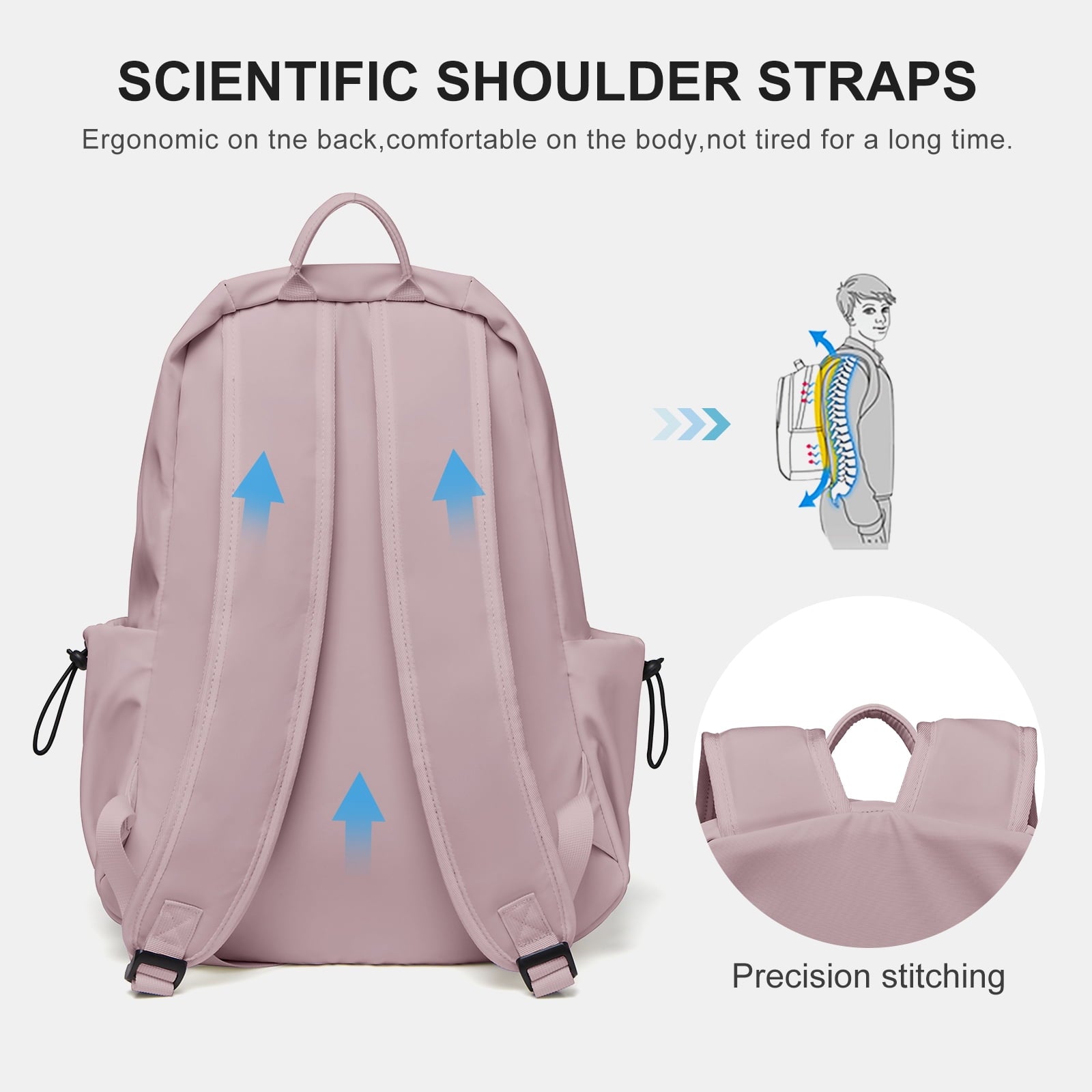Unisex Lightweight Water-Resistant Backpack, Black Purple
