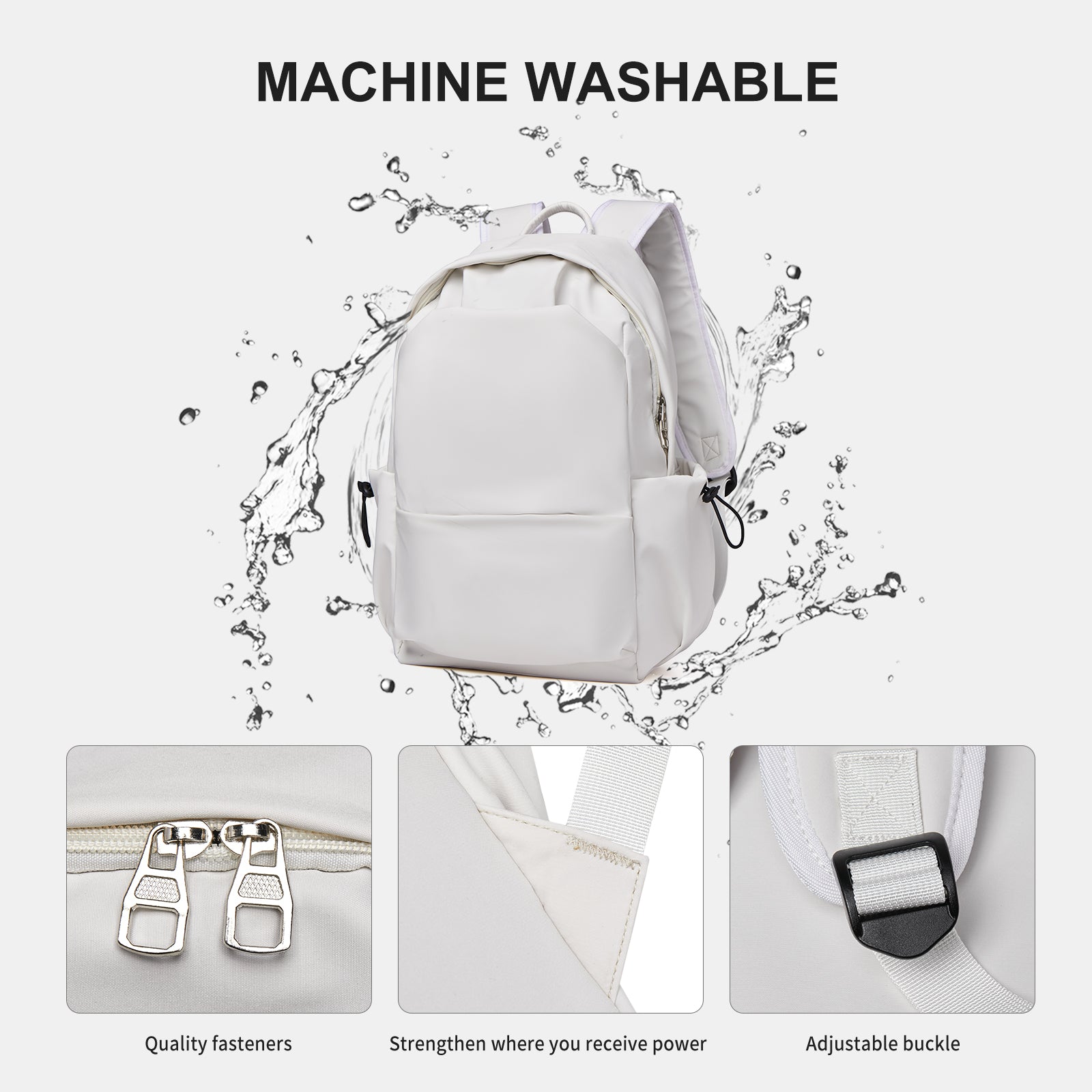 Unisex Lightweight Water-Resistant Backpack, Black White