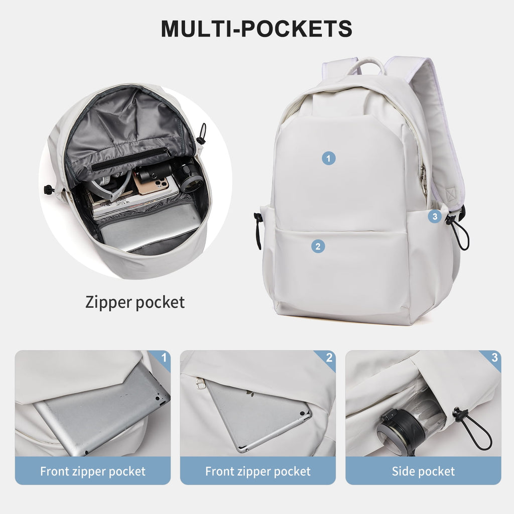 Unisex Lightweight Water-Resistant Backpack, Black White