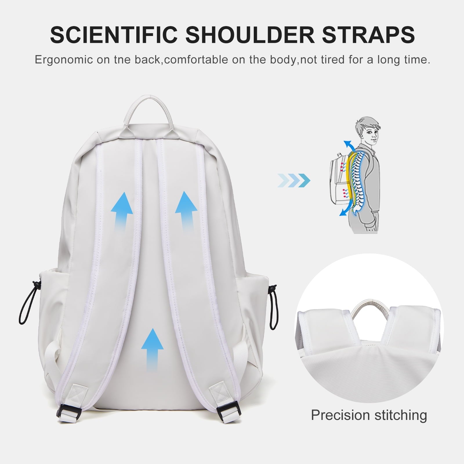 Unisex Lightweight Water-Resistant Backpack, Black White