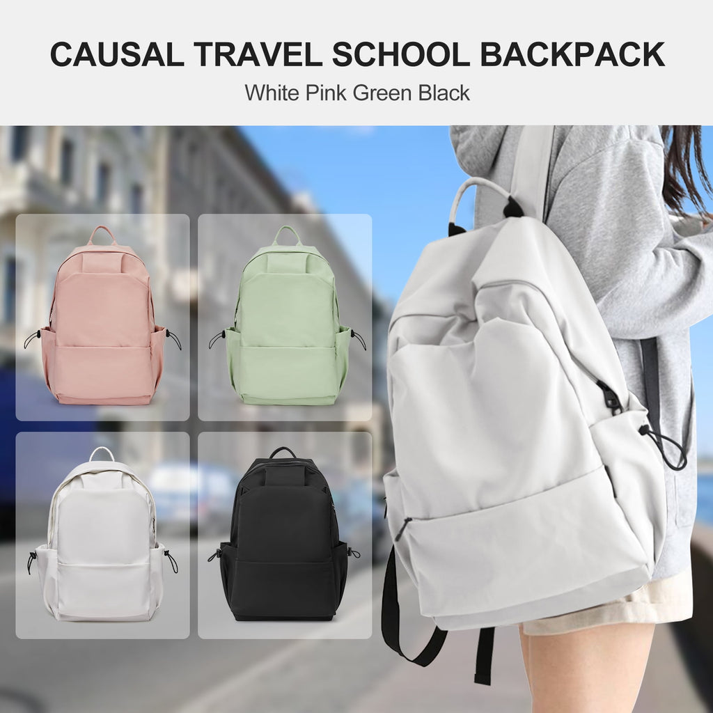 Unisex Lightweight Water-Resistant Backpack, Black White
