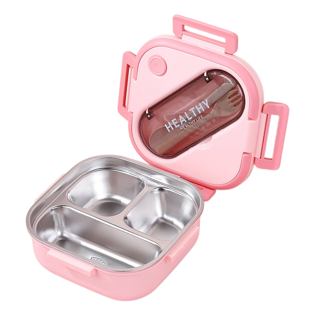 Lunch Box, Toddler Lunch Box, Leak-Proof, Four-Sided Clasp for School,Camping,Travel, 7.5x7.5x3 In,Light Blue Pink