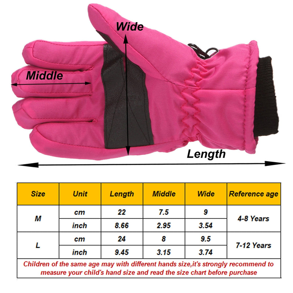 GXWEA Kids Waterproof Winter Snow Gloves – Warm, Thick & Stretchy for Boys & Girls (Ages 4–11), Blue