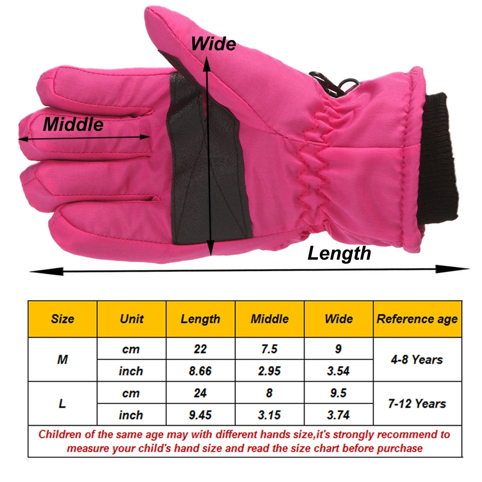 GXWEA Kids Waterproof Winter Snow Gloves – Warm, Thick & Stretchy for Boys & Girls (Ages 4–11), Blue