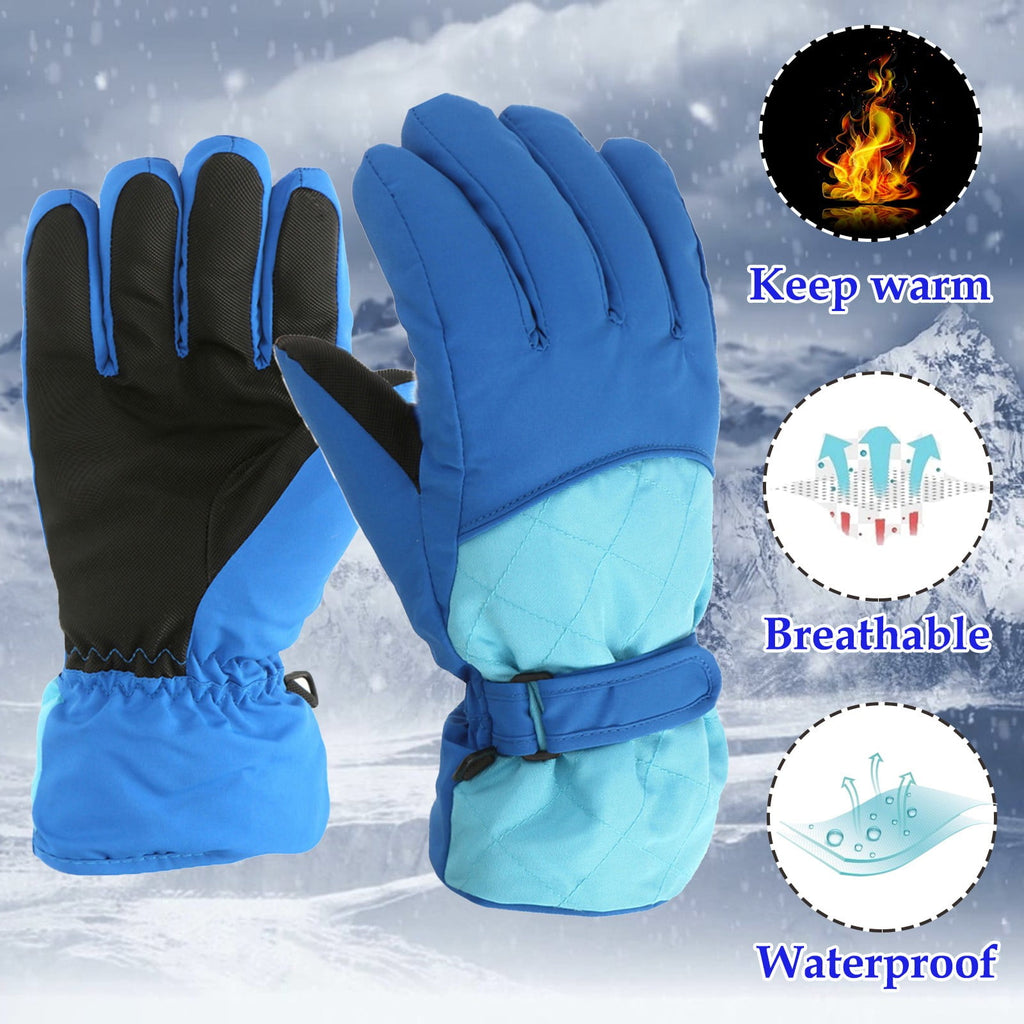 2T Gloves Kids Waterproof Gloves Kids Gloves Winter Gloves Thick Gloves Stretchy Warm Gloves Boys Girls 6-11 Year 10-16 Year AHA2 kids snow gloves Blue