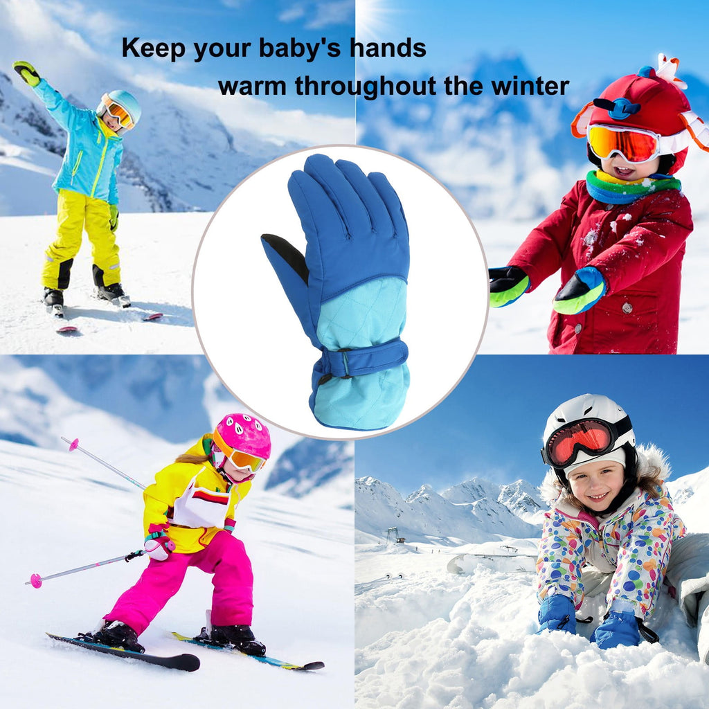 2T Gloves Kids Waterproof Gloves Kids Gloves Winter Gloves Thick Gloves Stretchy Warm Gloves Boys Girls 6-11 Year 10-16 Year AHA2 kids snow gloves Blue
