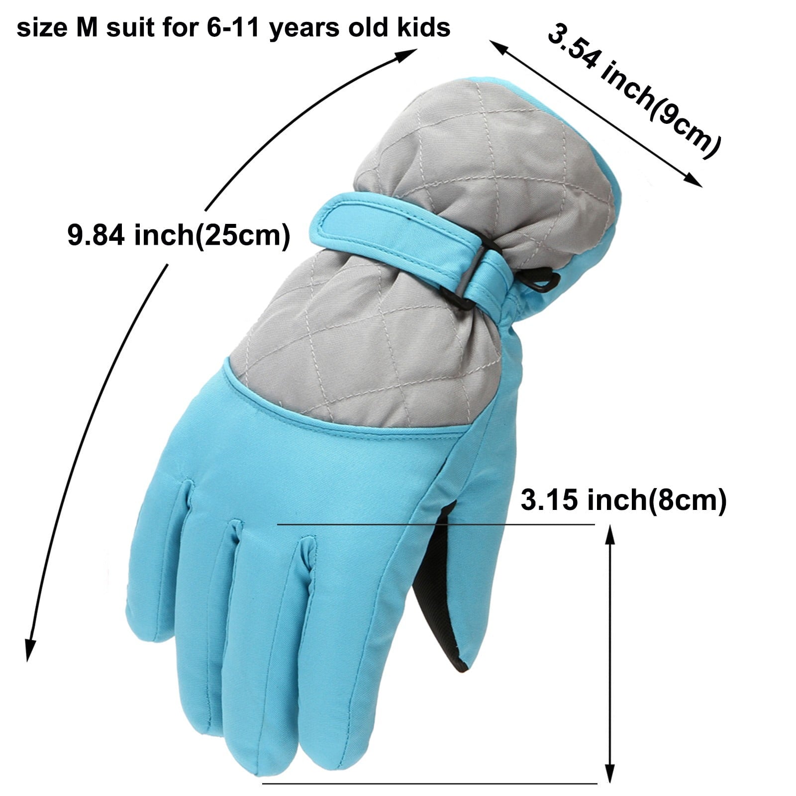 2T Gloves Kids Waterproof Gloves Kids Gloves Winter Gloves Thick Gloves Stretchy Warm Gloves Boys Girls 6-11 Year 10-16 Year AHA2 kids snow gloves Blue