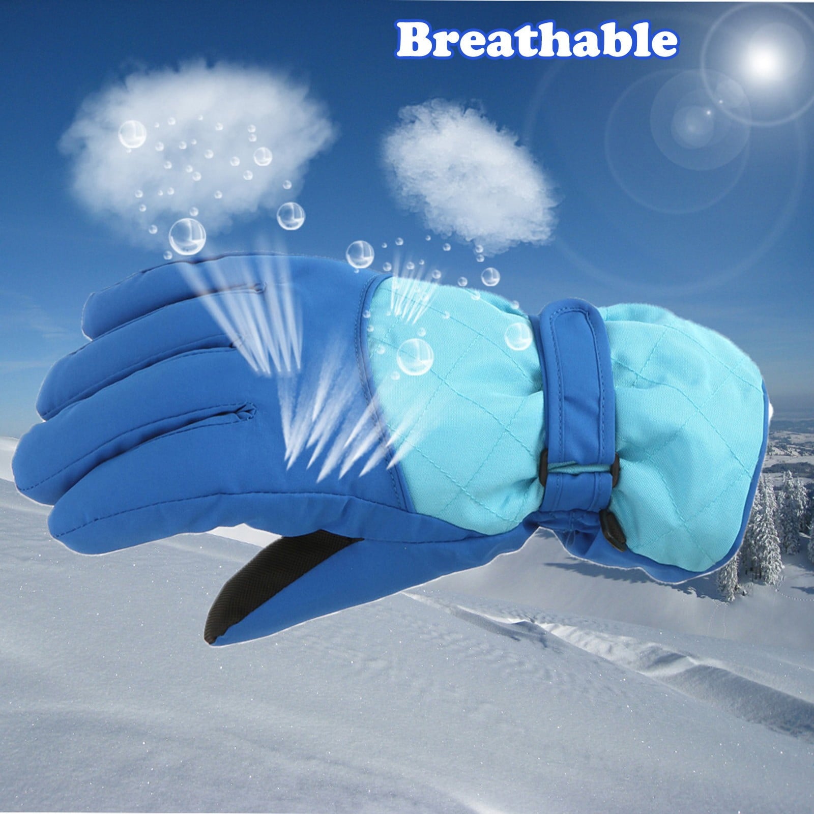 2T Gloves Kids Waterproof Gloves Kids Gloves Winter Gloves Thick Gloves Stretchy Warm Gloves Boys Girls 6-11 Year 10-16 Year AHA2 kids snow gloves Blue