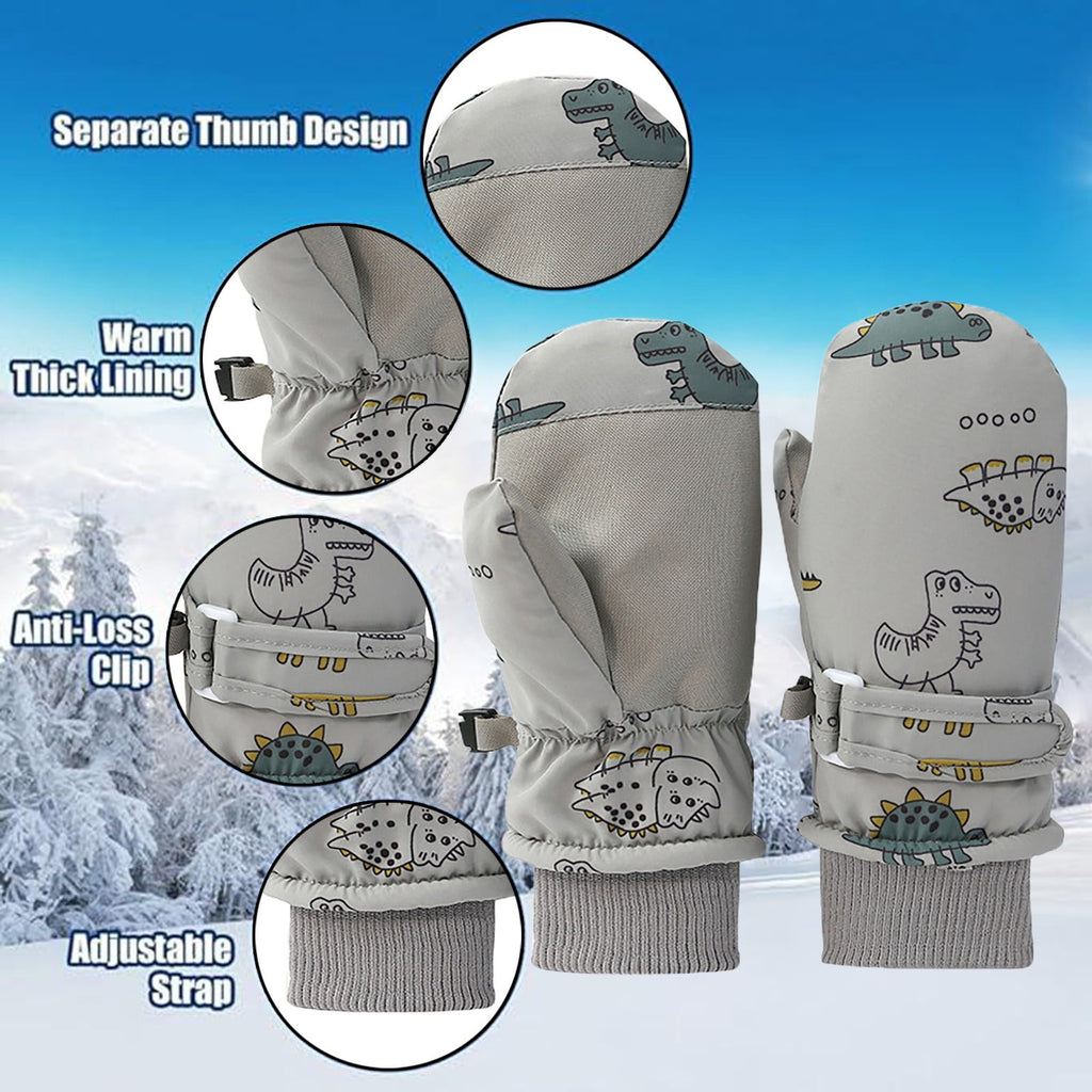 GXWEA 2T Gloves Kids Waterproof Gloves Kids Gloves Winter Gloves Thick Gloves Stretchy Warm Gloves Boys Girls 6-11 Year 6-24 Months AHA5 kids snow gloves Grey