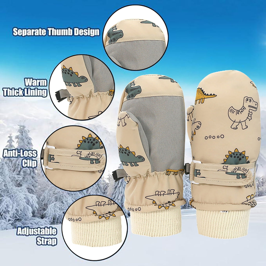 GXWEA 2T Gloves Kids Waterproof Gloves Kids Gloves Winter Gloves Thick Gloves Stretchy Warm Gloves Boys Girls 6-11 Year 6-24 Months AHA5 kids snow gloves Khaki