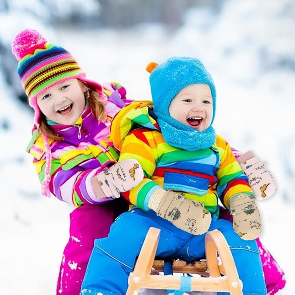 GXWEA 2T Gloves Kids Waterproof Gloves Kids Gloves Winter Gloves Thick Gloves Stretchy Warm Gloves Boys Girls 6-11 Year 6-24 Months AHA5 kids snow gloves Khaki