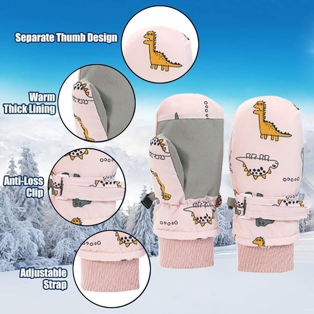 GXWEA 2T Gloves Kids Waterproof Gloves Kids Gloves Winter Gloves Thick Gloves Stretchy Warm Gloves Boys Girls 6-11 Year 6-24 Months AHA5 kids snow gloves Pink