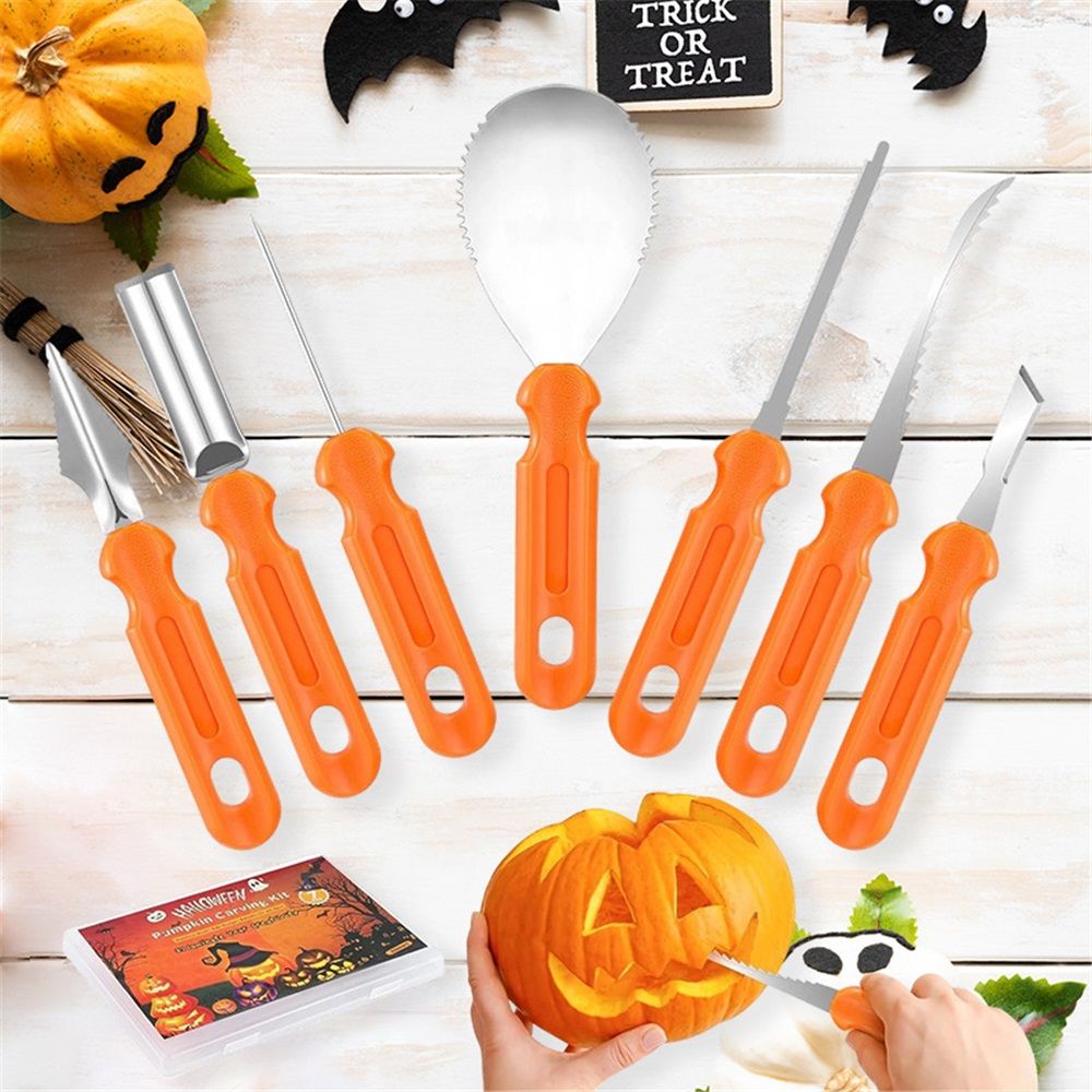 Halloween Pumpkin Carving Kit Tools, Professional Heavy Duty Carving Set, Stainless Steel Pumpkin Carving Set, Halloween Pumpkin Carving Tools-Gift for Halloween(7PCS)