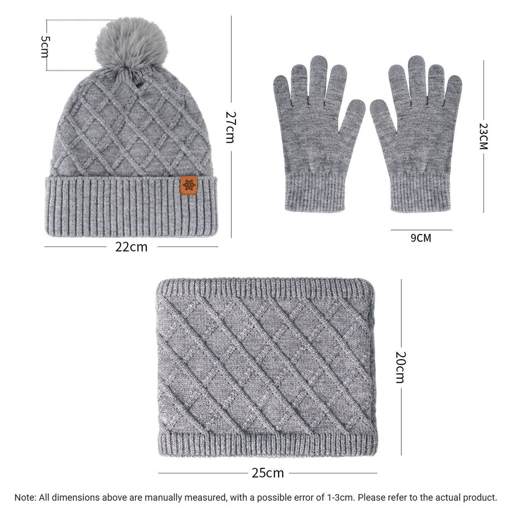 Women Pink Argyle 3-Piece Set-Hat Scarf and Gloves