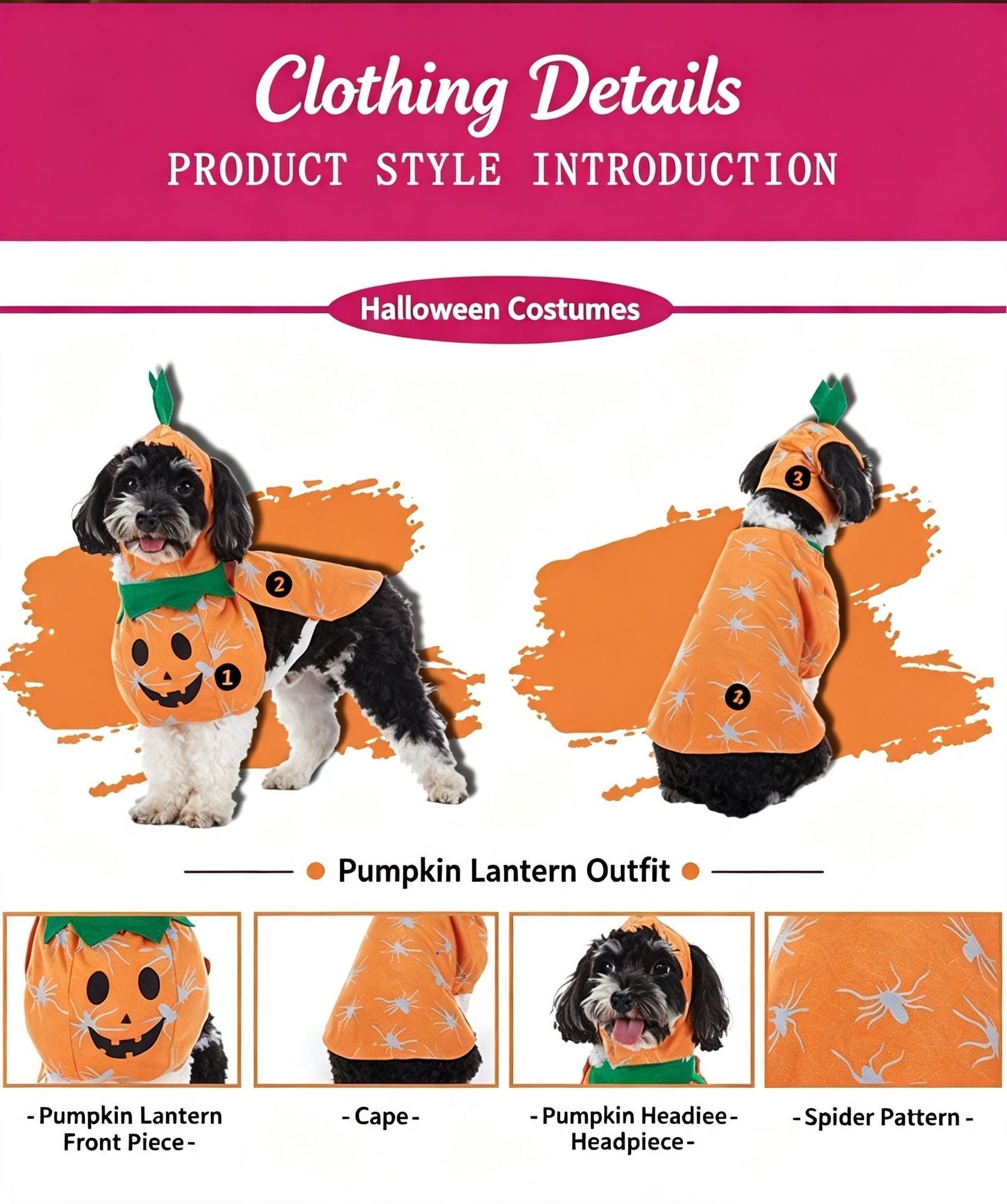 Festival Dress-up Supplies For Pets, Unique Decor Outfit for Halloween Christmas Holiday Events, Size S