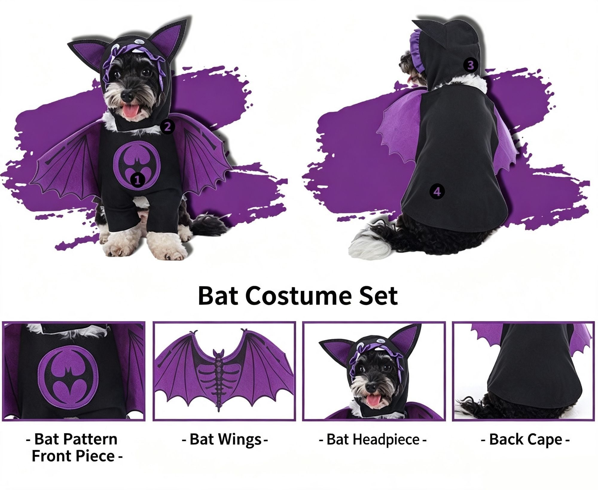 Themed Gathering Decor Outfit For Pets, Holiday Dress-up Accessory for Halloween Christmas Events, Size L