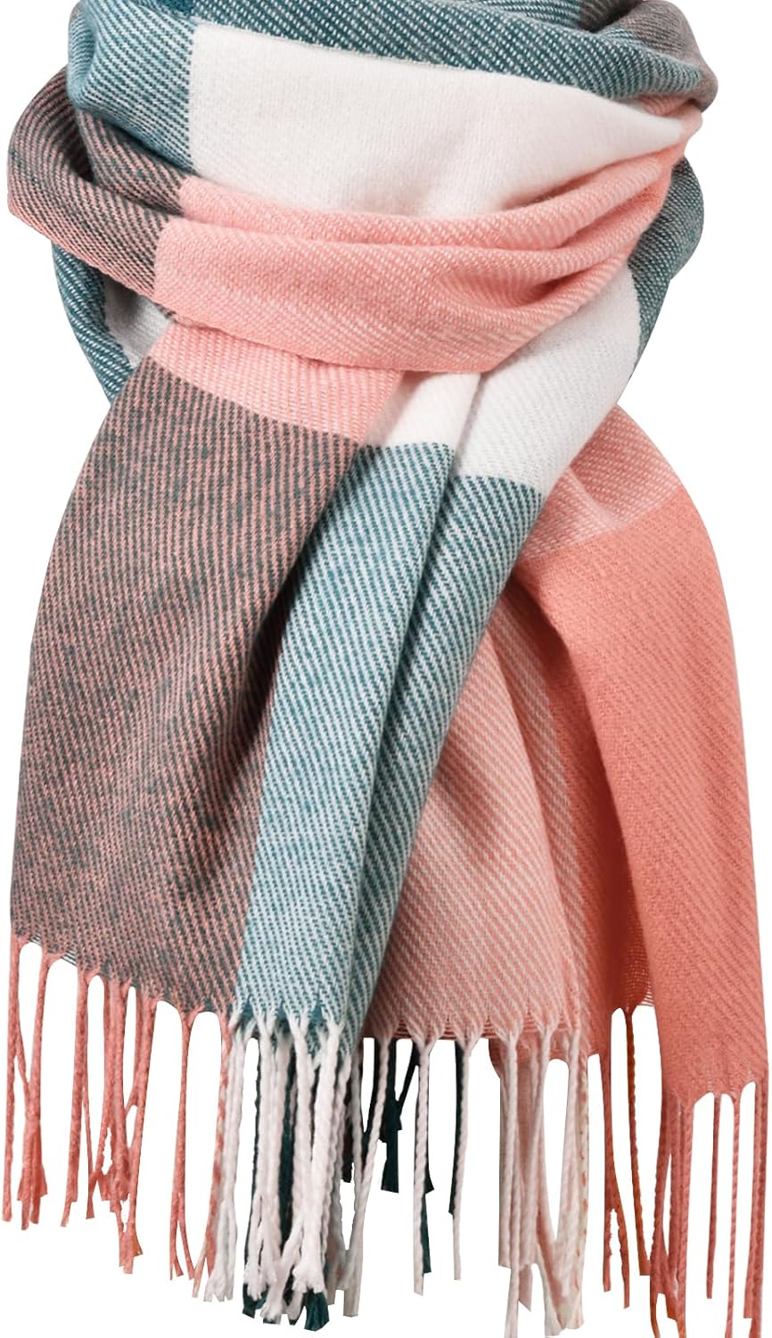 Women's Plaid Winter Scarf – Cashmere Feel Pashmina Shawl & Wrap