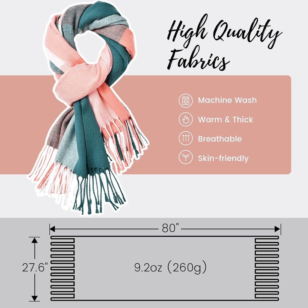 Women's Plaid Winter Scarf – Cashmere Feel Pashmina Shawl & Wrap