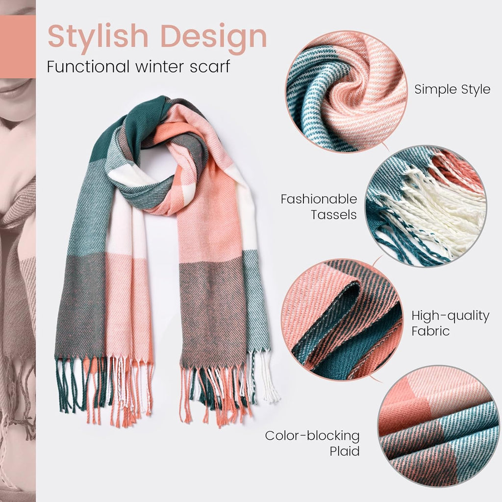 Women's Plaid Winter Scarf – Cashmere Feel Pashmina Shawl & Wrap