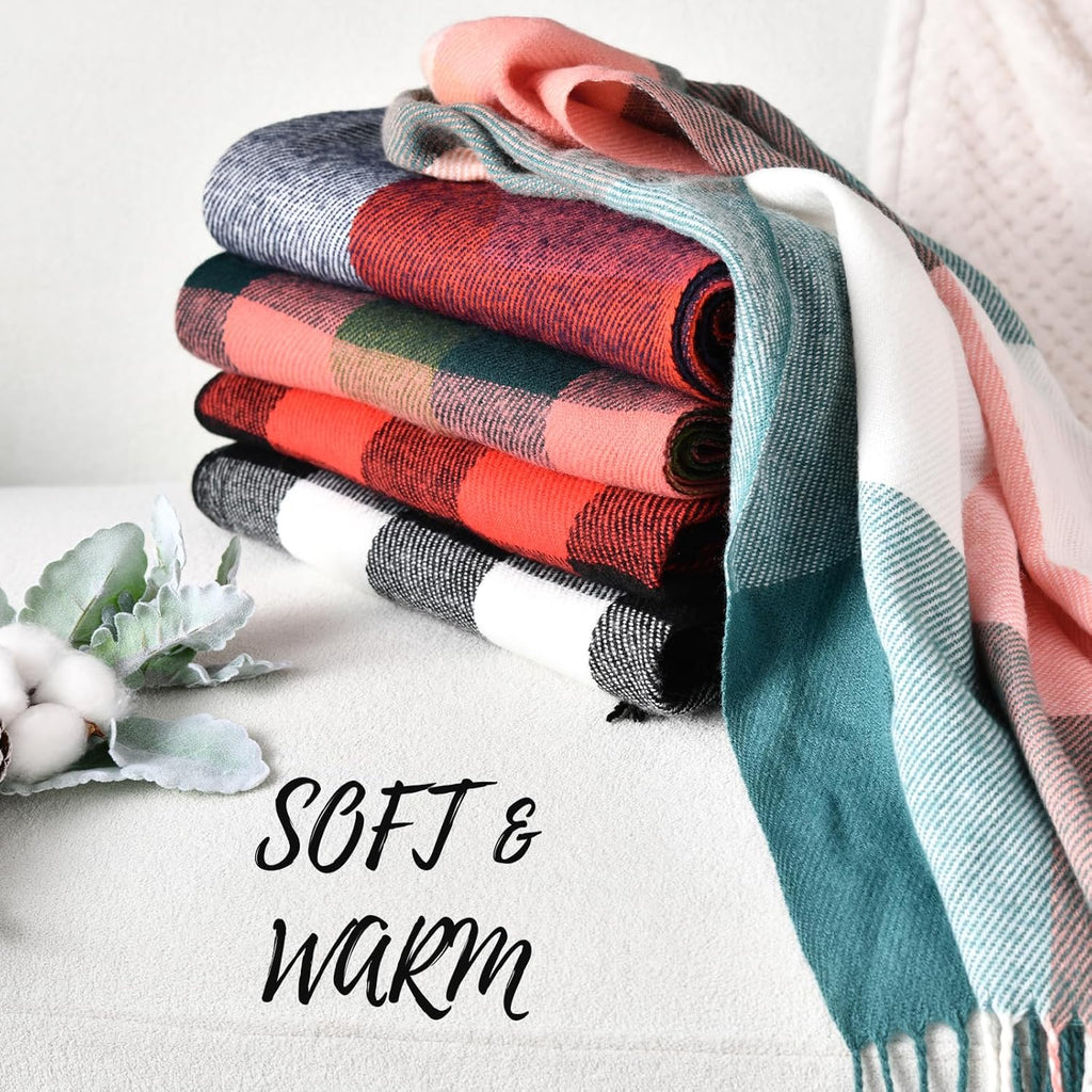 Women's Plaid Winter Scarf – Cashmere Feel Pashmina Shawl & Wrap