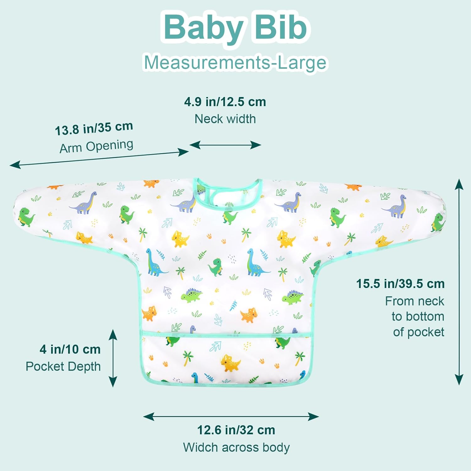 4 Pack Long Sleeve Bibs, Baby Smock Waterproof Sleeved Bib Smock for Baby Toddler 6-36 Months